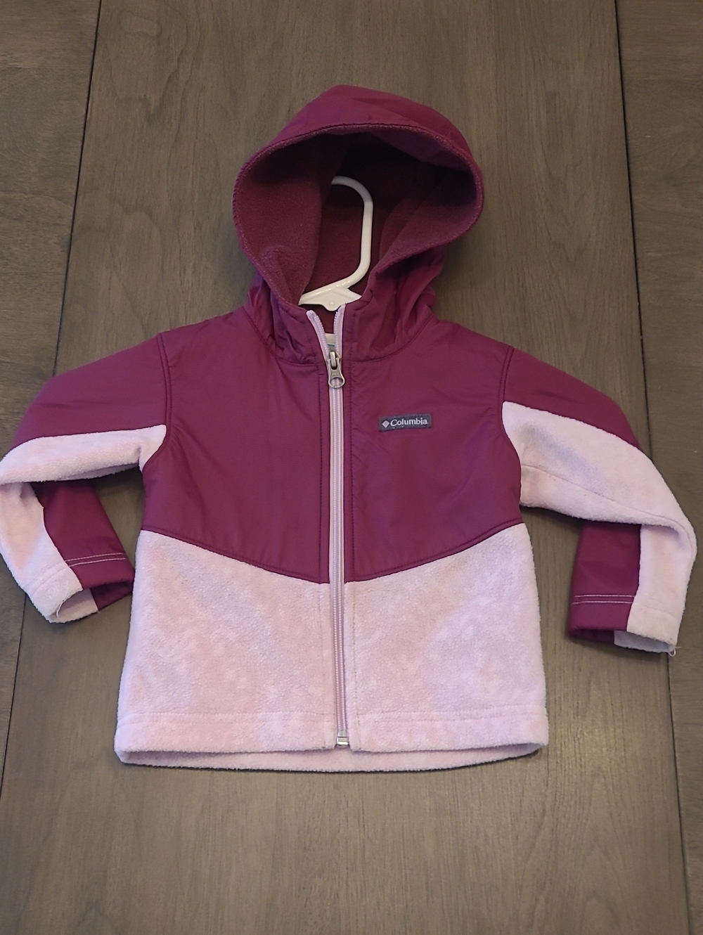 Columbia Girls' Two-Tone Pink & Magenta Hooded Fleece Jacket